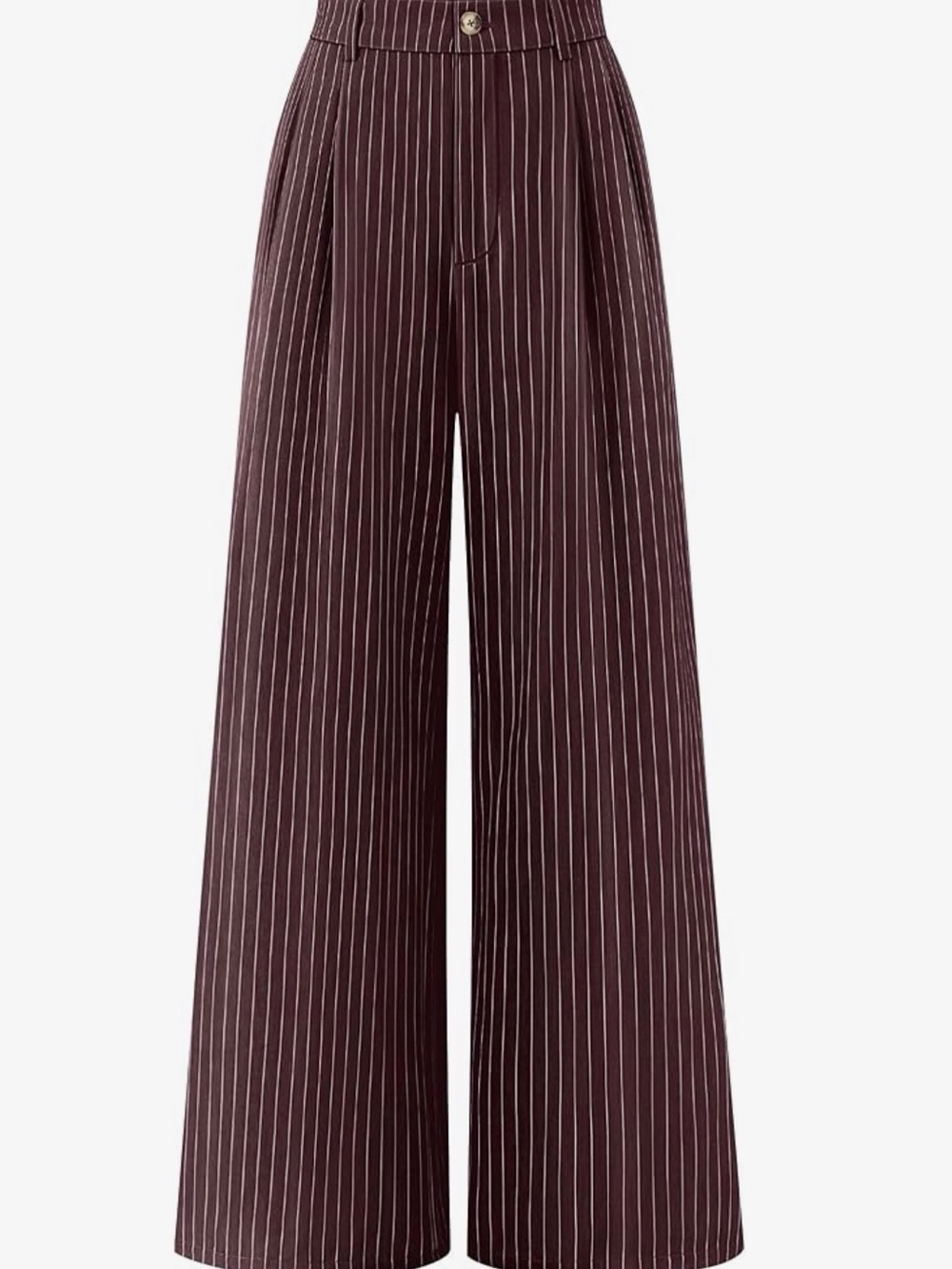 High-Rise Wide-Leg Pinstripe Pants in Burgundy